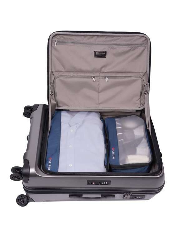 Cellini Tri Pak Medium 4 Wheel Trolley Case Includes 1 Lrg & 1 Med Packing Cube| Green