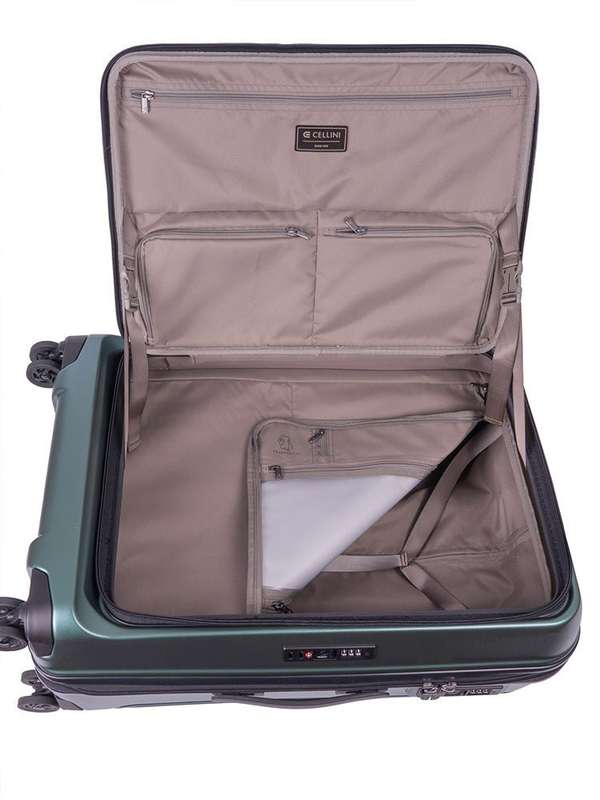 Cellini Tri Pak Medium 4 Wheel Trolley Case Includes 1 Lrg & 1 Med Packing Cube| Green