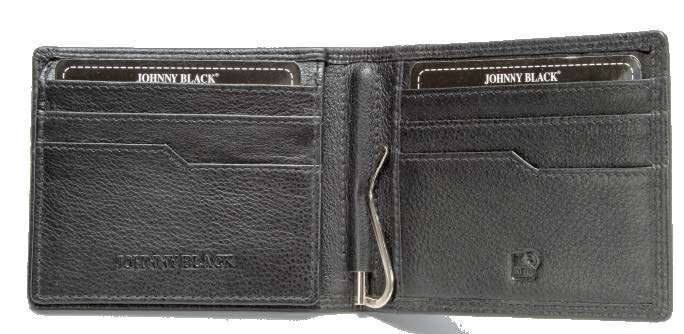 Johnny Black Chicago Money Clip Leather Wallet - RFID | Black