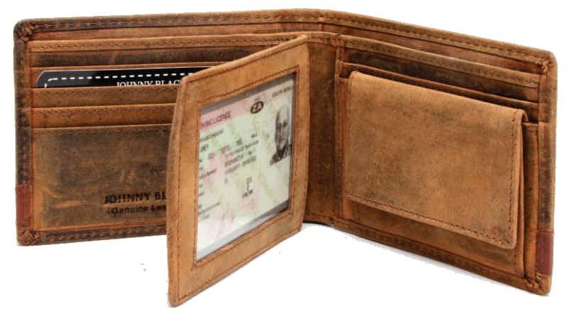 Johnny Black Rugged Leather 9CC Flap Wallet | Brown
