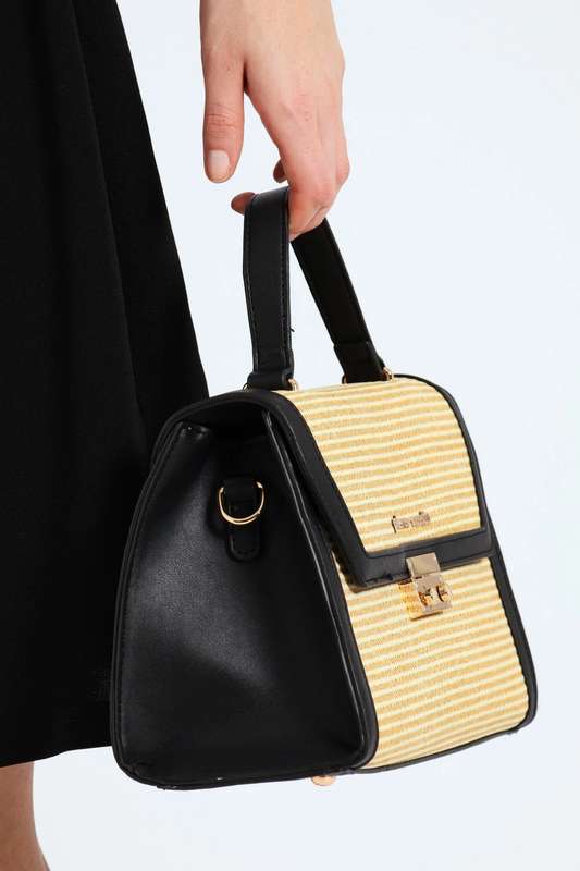 Pierre Cardin Christie Top Handle Handbag | Beige Black