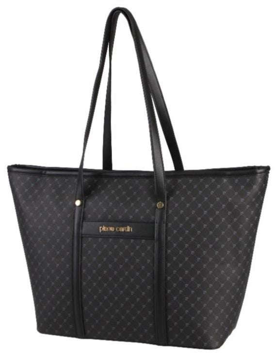 Pierre Cardin Guliana Core Logo Tote Handbag | Black Grey