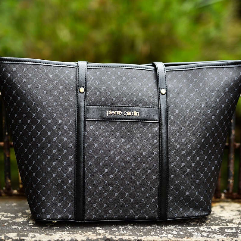 Pierre Cardin Guliana Core Logo Tote Handbag | Black Grey