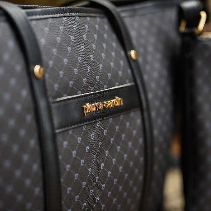 Pierre Cardin Guliana Core Logo Tote Handbag | Black Grey