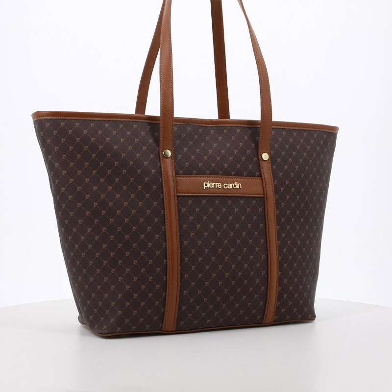 Pierre Cardin Guliana Core Logo Tote Handbag | Brown Tan