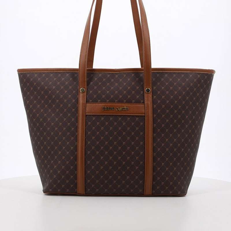 Pierre Cardin Guliana Core Logo Tote Handbag | Brown Tan