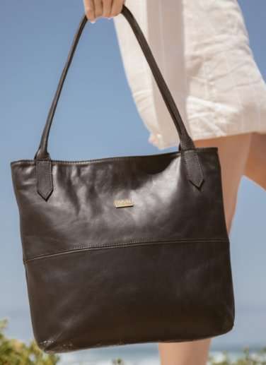 Tan Leather Goods - Ashley Leather Handbag | Black