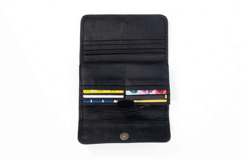 Tan Leather Goods - Lauren Leather Ladies Wallet | Black