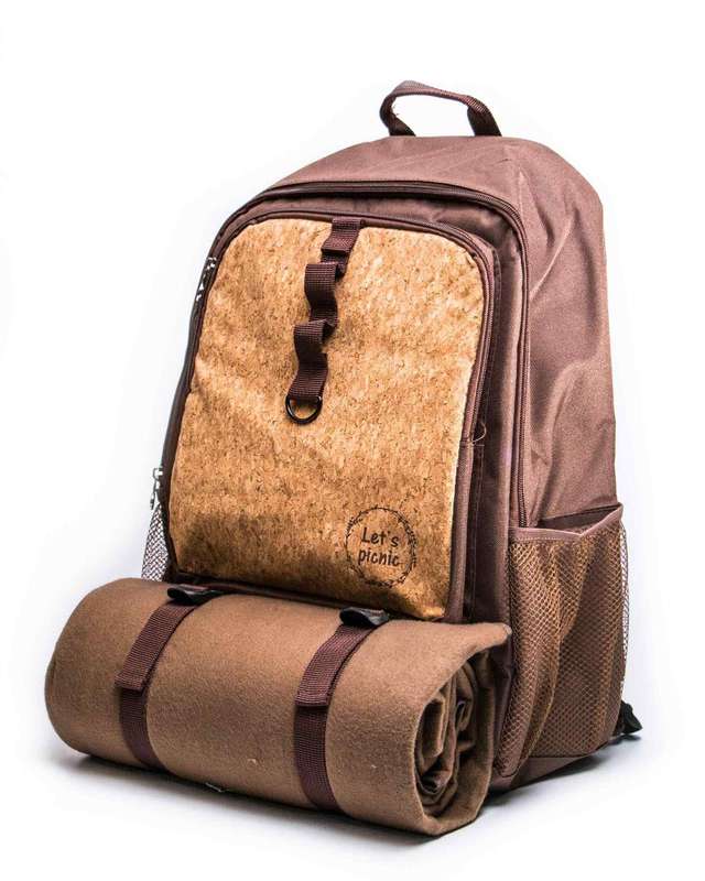 Yuppie Gift Baskets Adventure Cork Picnic Backpack With Blanket Attached