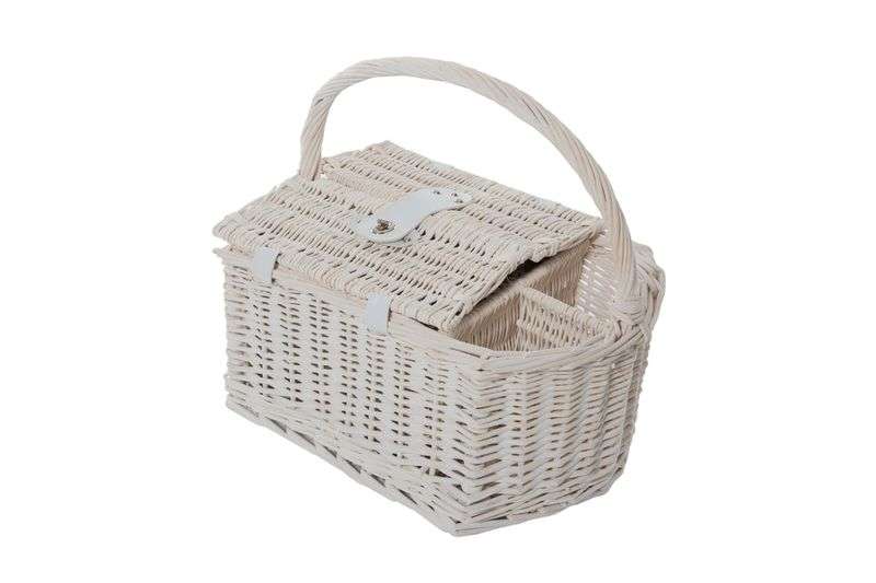 Yuppie Gift Baskets Wine Picnic Basket (2 Persons) | White-Grey