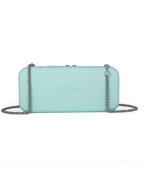 Fenn Wallet  Aqua  Silver Zip  Silver Chain