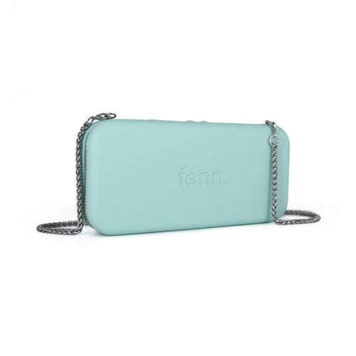 Fenn Wallet  Aqua  Silver Zip  Silver Chain