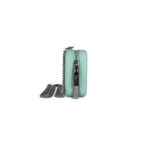 Fenn Wallet  Aqua  Silver Zip  Silver Chain