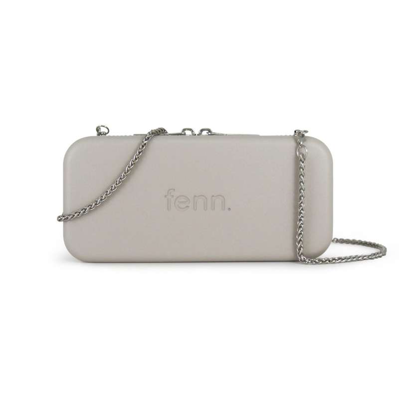 Fenn Wallets  Mushroom/ Grey  Silver Zip  Silver Chain