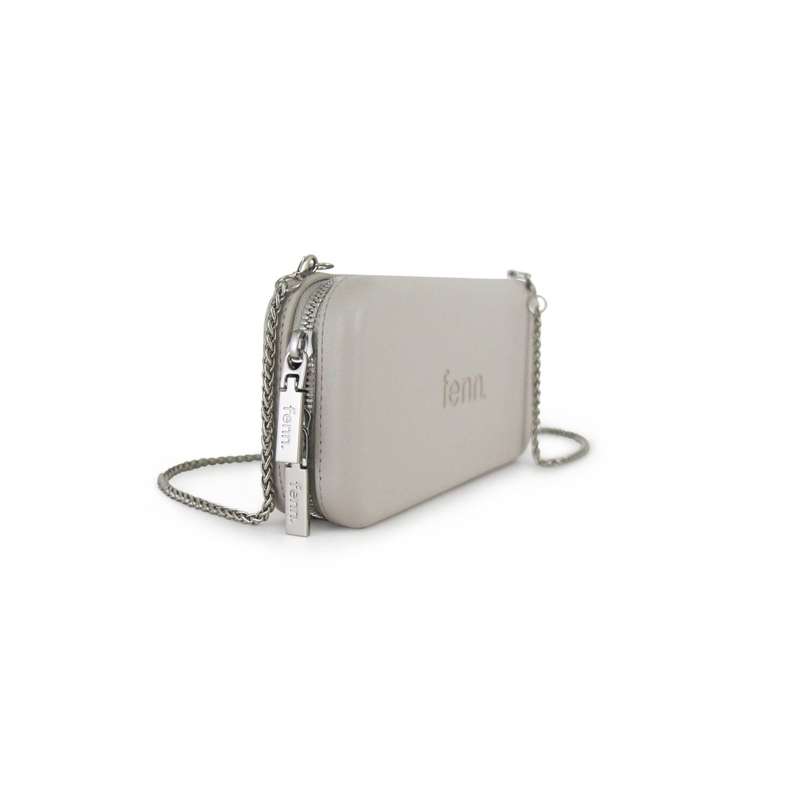 Fenn Wallets  Mushroom/ Grey  Silver Zip  Silver Chain