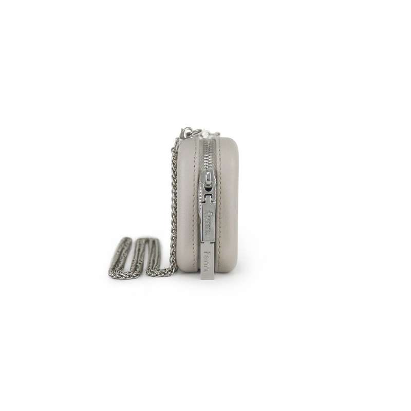 Fenn Wallets  Mushroom/ Grey  Silver Zip  Silver Chain