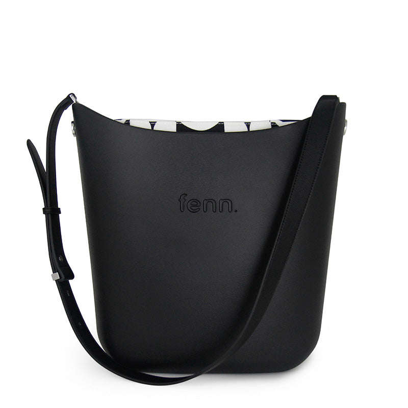 Fenn  Black  Pattern Inner  Silver Zip  Black Flat Handle/ Silver Trim