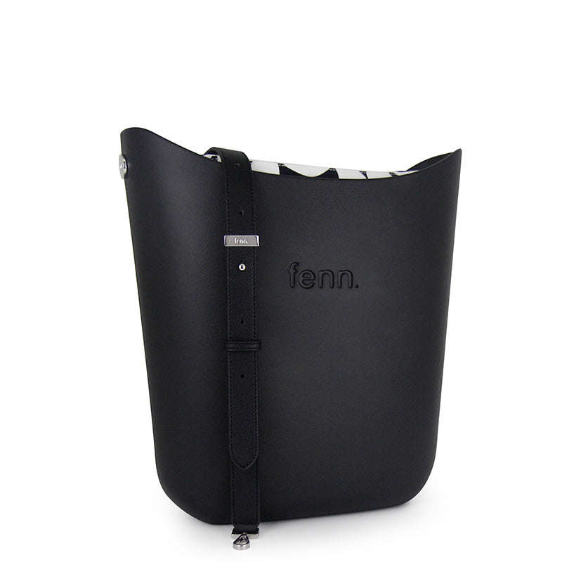 Fenn  Black  Pattern Inner  Silver Zip  Black Flat Handle/ Silver Trim