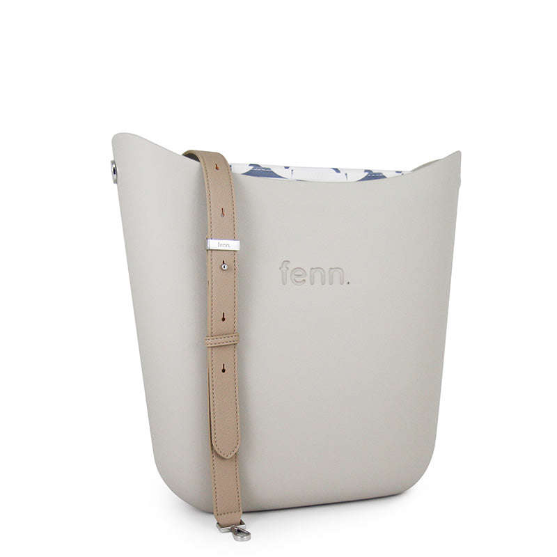 Fenn  Mushroom  Pattern Inner  Silver Zip  Light Stone Flat Handle/ Silver Trim