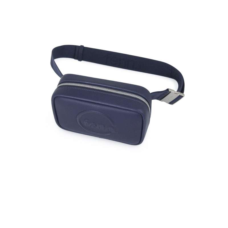 Fenn Pouch Canvas Strap  Navy  Silver Trim