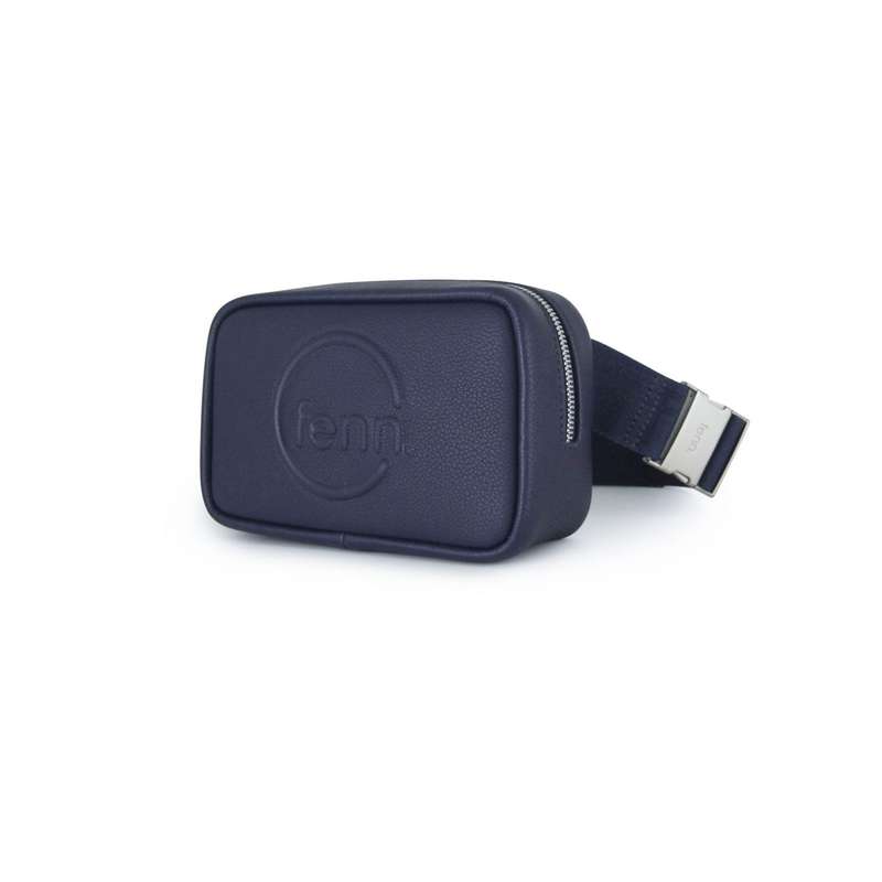 Fenn Pouch Canvas Strap  Navy  Silver Trim
