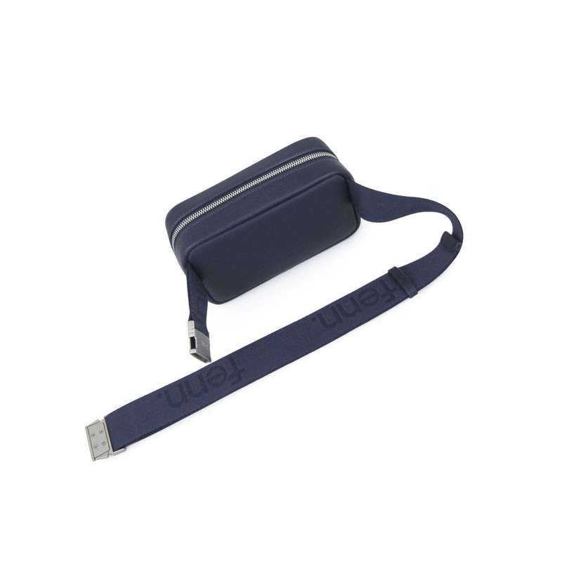 Fenn Pouch Canvas Strap  Navy  Silver Trim
