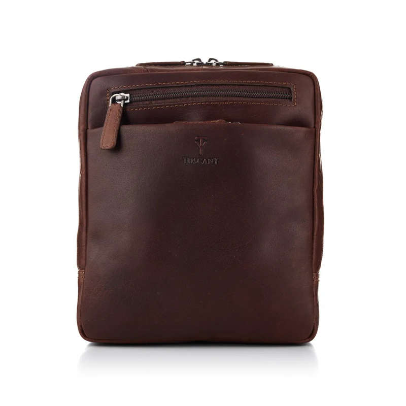 Tuscany Enzo  Top Zip Gusset Crossbody, Brown