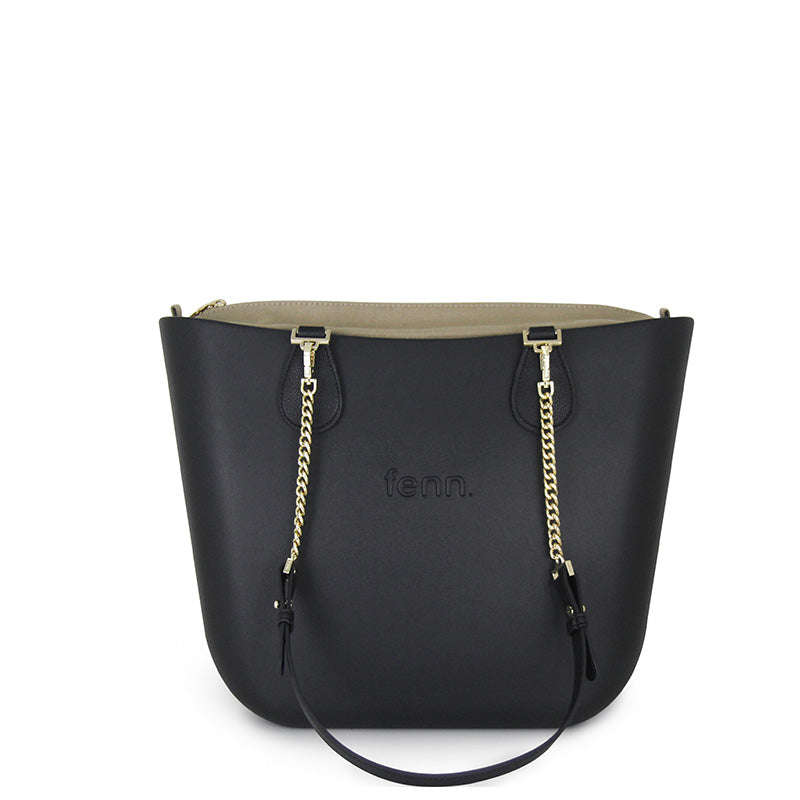 Fenn Original Collection  Black  Stone Inner  Gold Zip  Black/ Gold Chain