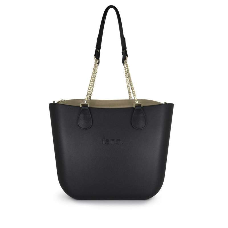 Fenn Original Collection  Black  Stone Inner  Gold Zip  Black/ Gold Chain