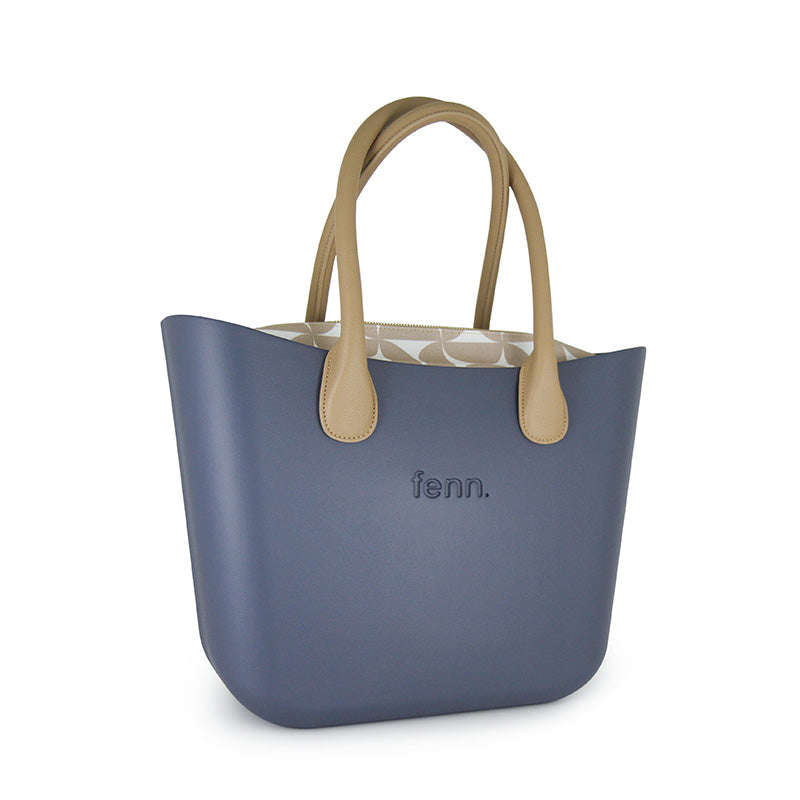 Fenn Original Collection  Denim  Pattern Inner  Gold Zip  Light Tan Round Handle