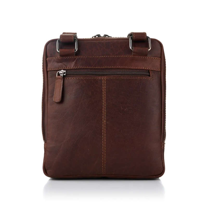 Tuscany Enzo  Top Zip Gusset Crossbody, Brown