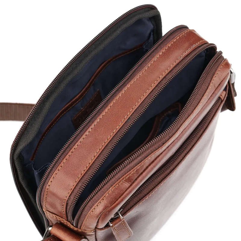 Tuscany Enzo  Compact Crossbody Organiser, Brown