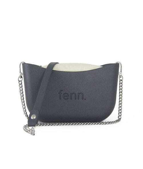 Fenn Classic Collection  Charcoal  Beige Inner  Silver Zip  Charcoal/ Silver Chain