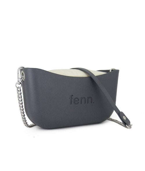 Fenn Classic Collection  Charcoal  Beige Inner  Silver Zip  Charcoal/ Silver Chain