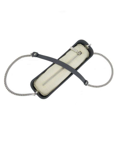 Fenn Classic Collection  Charcoal  Beige Inner  Silver Zip  Charcoal/ Silver Chain