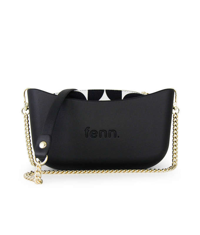 Fenn Classic Collection  Black  Pattern Inner  Gold Zip  Black/ Gold Chain