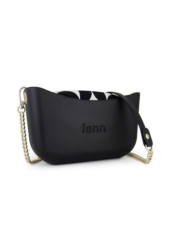 Fenn Classic Collection  Black  Pattern Inner  Gold Zip  Black/ Gold Chain