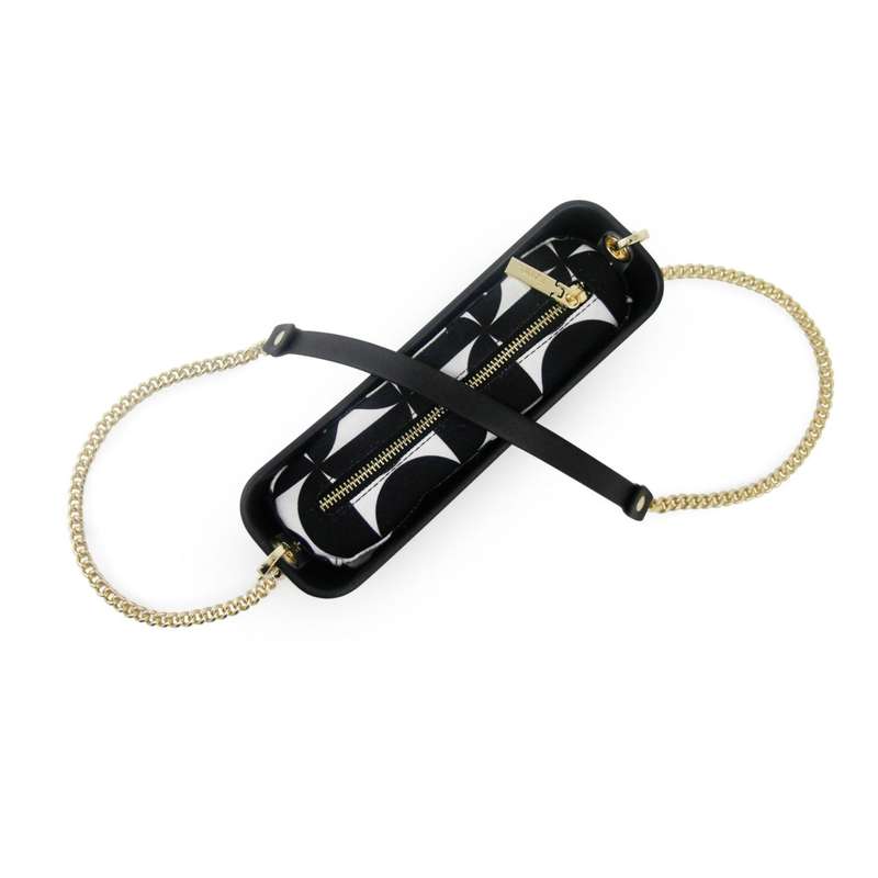 Fenn Classic Collection  Black  Pattern Inner  Gold Zip  Black/ Gold Chain