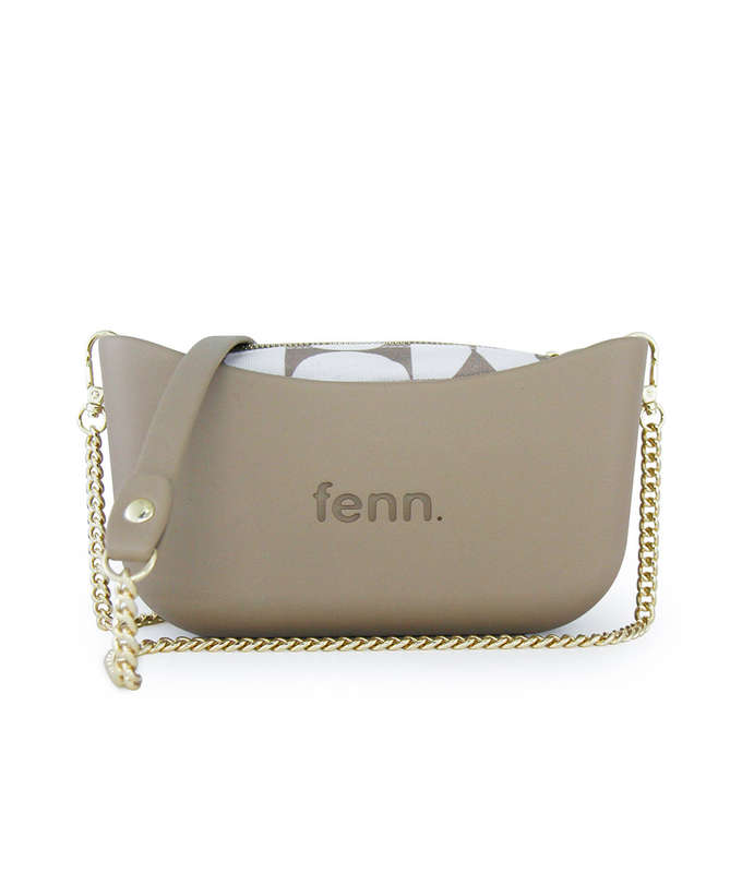 Fenn Classic Collection  Stone  Pattern Inner  Gold Zip  Stone/ Gold Chain