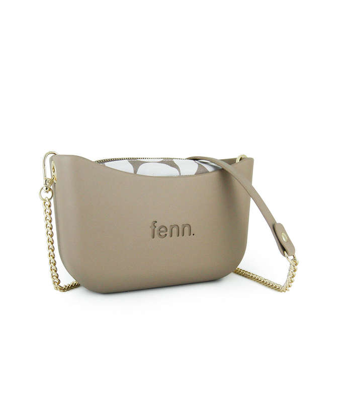 Fenn Classic Collection  Stone  Pattern Inner  Gold Zip  Stone/ Gold Chain