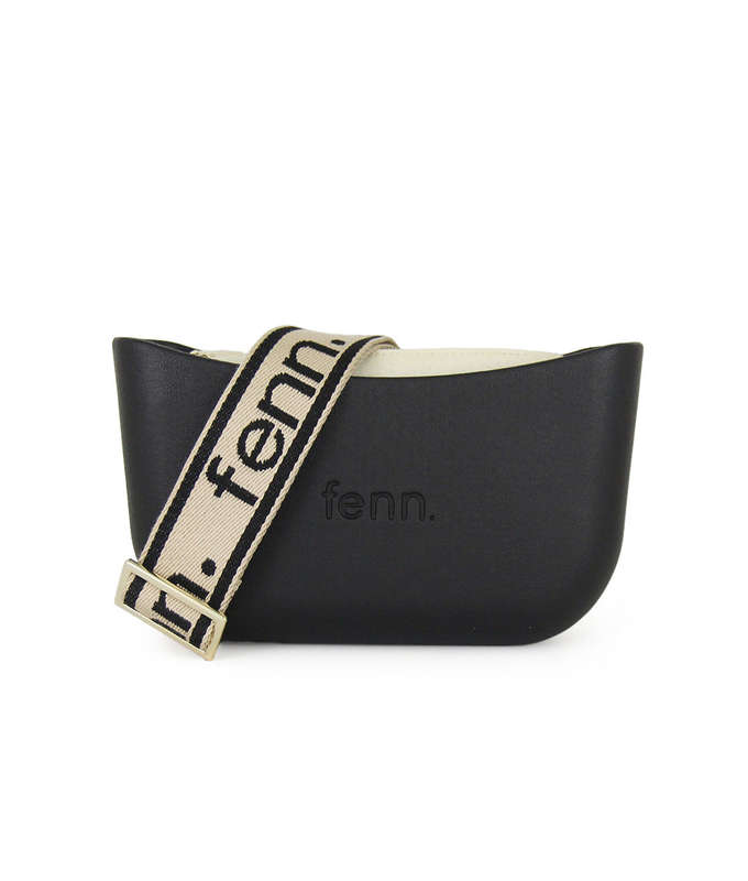 Fenn Classic Collection  Black  Beige Inner  Gold Zip  Black/ Beige Strap
