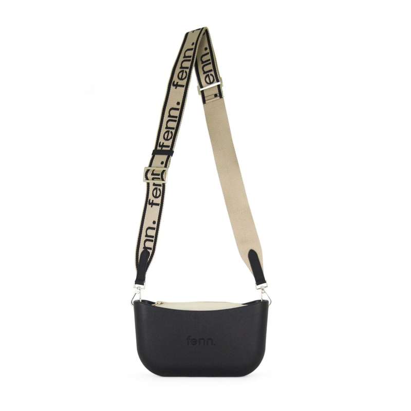 Fenn Classic Collection  Black  Beige Inner  Gold Zip  Black/ Beige Strap