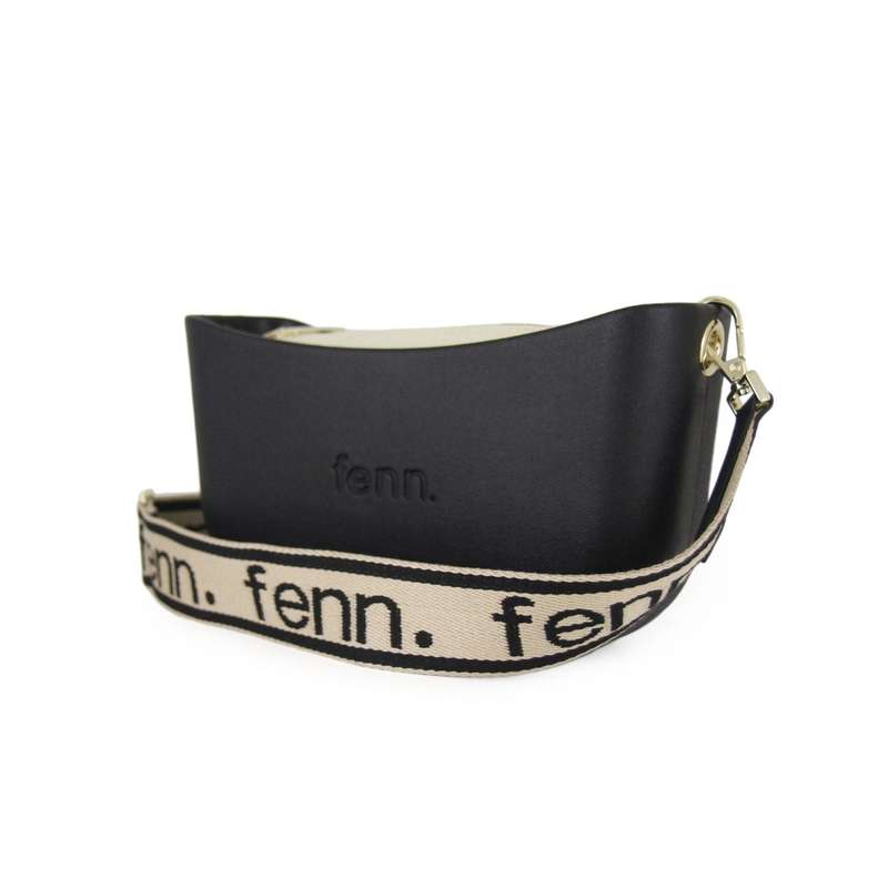Fenn Classic Collection  Black  Beige Inner  Gold Zip  Black/ Beige Strap