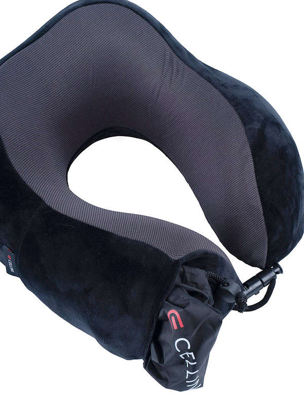 Cellini Accessories Roll-Up Memory Foam Travel Pillow Black