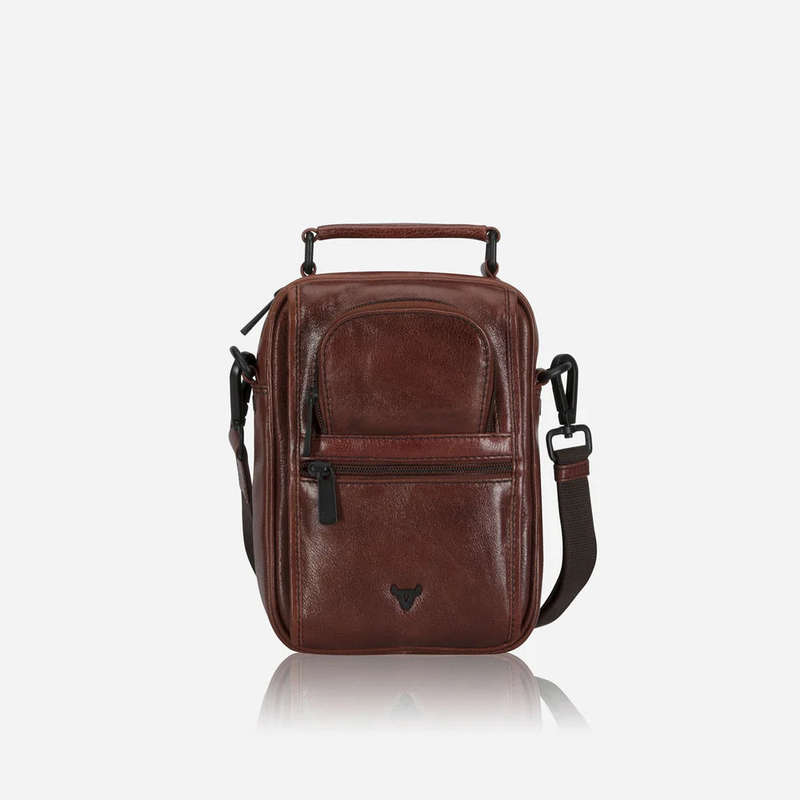 Brando Gent's Leather Bag With Top Handle, Brown