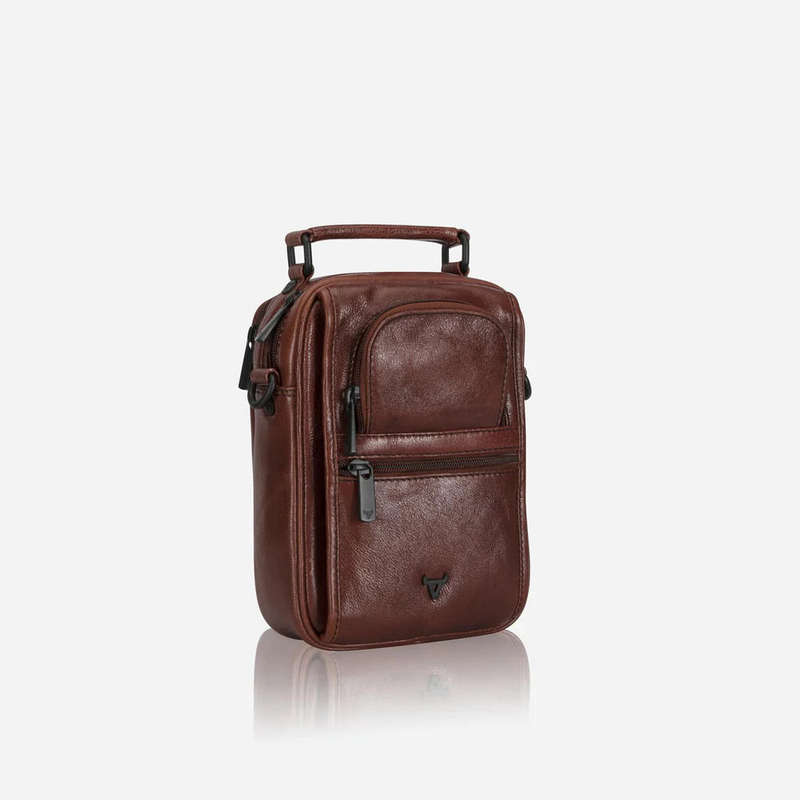 Brando Gent's Leather Bag With Top Handle, Brown