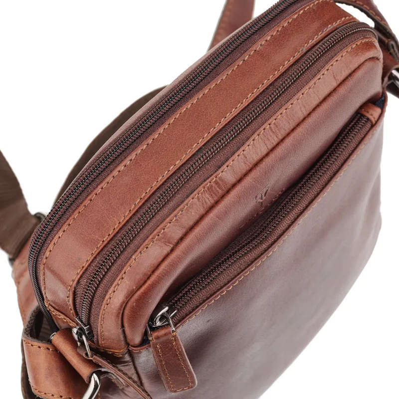 Tuscany Enzo  Compact Crossbody Organiser, Brown