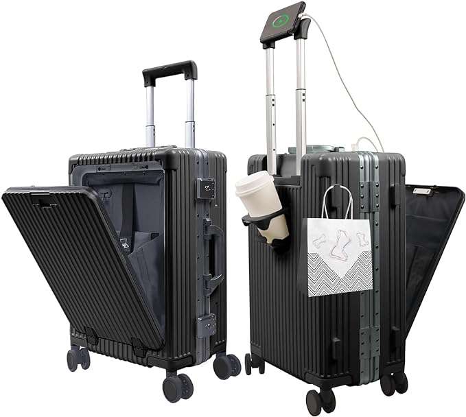 Evolution Aluminum Carry On Luggage Black