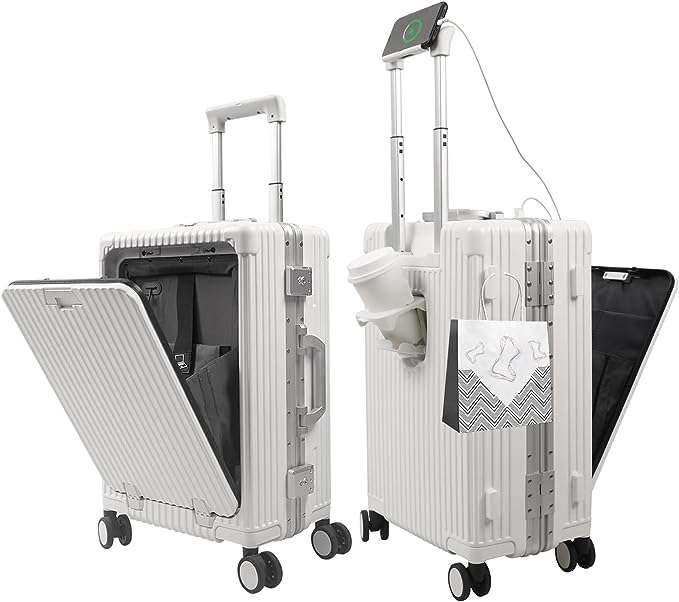 Evolution Aluminum Carry On Luggage Ice White