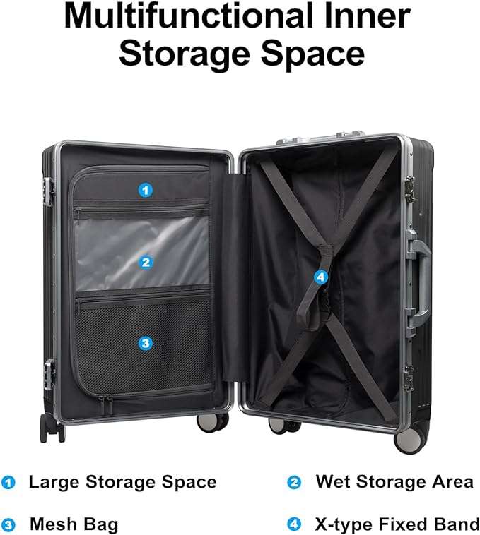 Evolution Aluminum Carry On Luggage Black